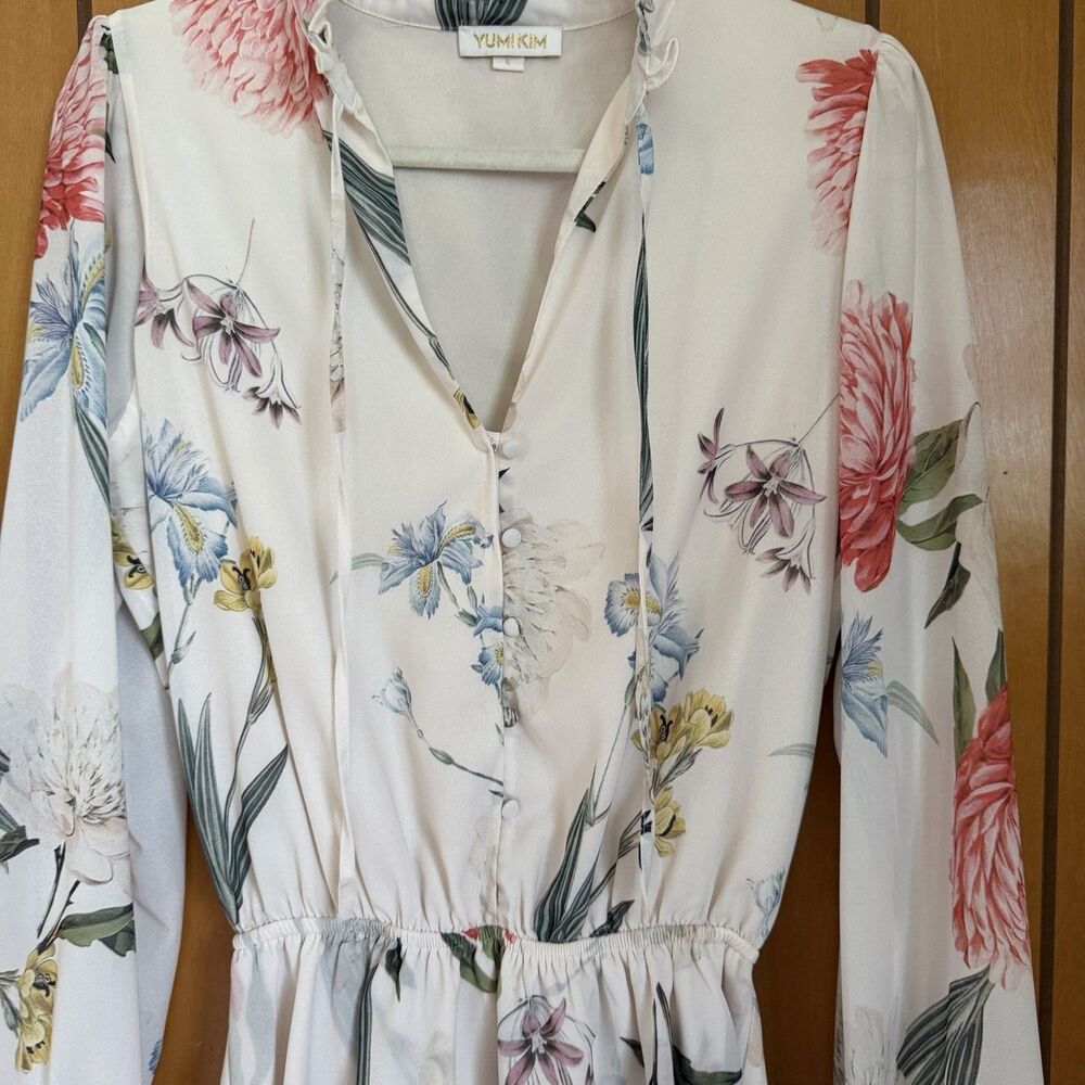 Yumi Kim Love Always Long Sleeve Tiered Mini Dress In Forever Yours Ivory Large - Picture 8 of 14